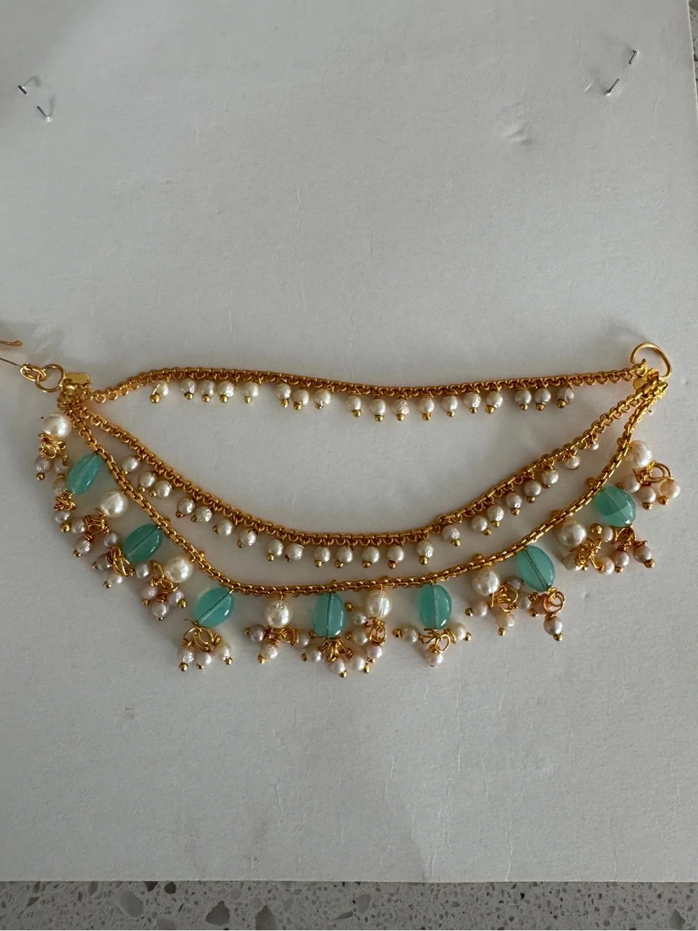 Earring Chain with Faux Pearl & Beads for Earring support/Hair Accessories - New
